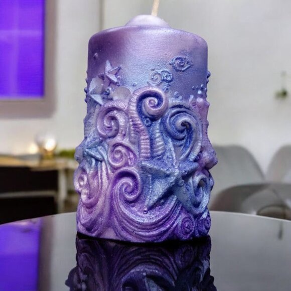 Midnight Ocean Jo Malone Water Lilly and Jasmine Scented Ocean Shaped Candle - Picture 1 of 6